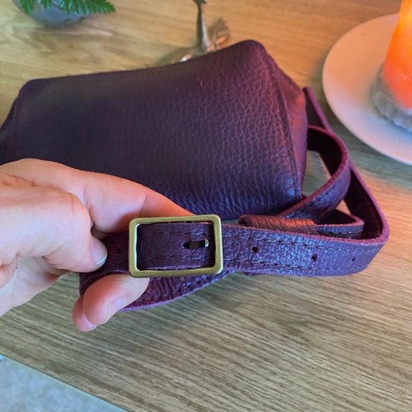 💜 Portland Leather Deep Purple Plum Crossbody Belt Bag 💜 - Picture 9 of 12